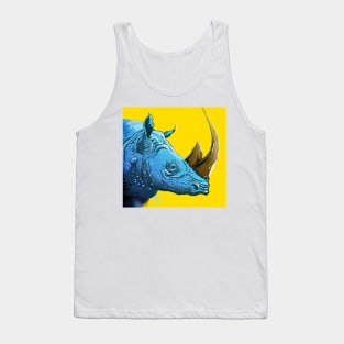 Blue Rhino on Yellow Background Tank Top